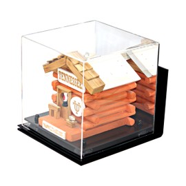 Deluxe Acrylic Display Case - Medium Square Box with Black Risers Mirror and Wall Mount 10" x 10" x 10" (A028-BR)