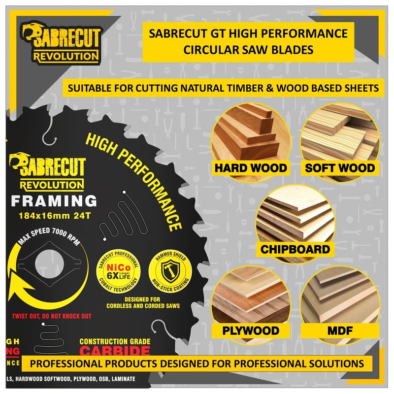 1 x SCCSN16184_24 SabreCut 184mm 24T x 16mm Bore High