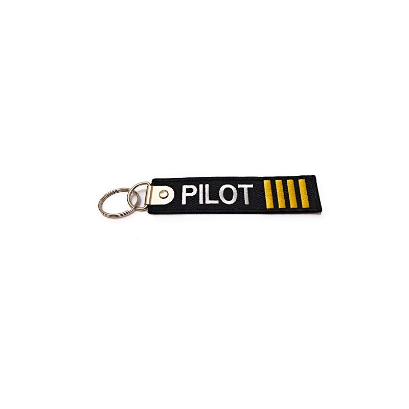 Premium Embroidered Pilot Luggage Tag - 4 Gold Stripes -