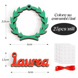 BOFUNX 50 Pieces Graduation Wooden Decoration Mini Scatter Decoration Small Gift Decoration Wreath and Laurea