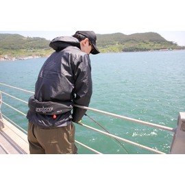 Sea Wolf SW-J-F06 Life Jacket, Automatic and Manual Inflatable, Type A, MLIT, Model Approved, Cherry Blossom Mark, Belt Type, Waist Wrap, Black