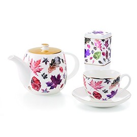 Cup and Saucer Maple New Bone China with Gold Plating 0.15 L