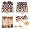 GOTHINK Wooden Chess, Checker, and Backgammon 3 in 1 Board