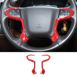 JeCar - Cubierta de Volante ABS para decoración de Interiores, Accesorios para Chevy Silverado/GMC Sierra 2014-2018, Color Rojo