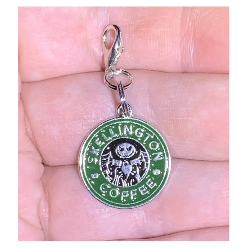 Silver Jack Skellington Coffee Nightmare Charm Zipper Pull & Keychain