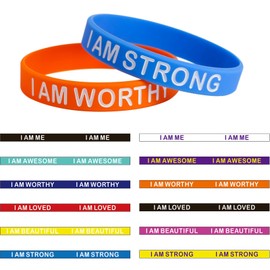 SlocciPro 24 Pieces Rubber Bracelets Inspirational Silicone Bracelets Stretch Unisex Wristbands - Fun Motivational Wristbands for Kids and Adults