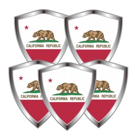 California Flag Decal Sticker - Californian Flags Shield Shape Reflective Vinyl Car Stickers - for Car Window Bumper Laptop Waterproof Sticker (5Pcs)
