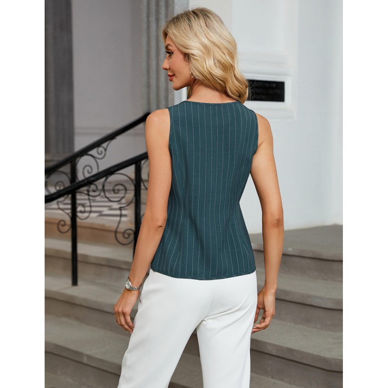 Blooming Jelly Womens Button Down Tank Tops Sleeveless Vest Business