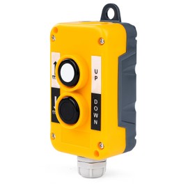 Jadeshay Crane Pendant Control Switch, Crane Hoist Control Pendant Switch Control Box COP Hoist Lift Control Push Button Switch Regulator with 2 Control Button for Up Down Station Hoist Lift