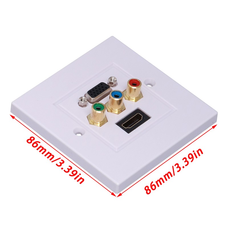 VGA+High Definition Multimedia Interface 3RCA Wall Plate Panel Socket for