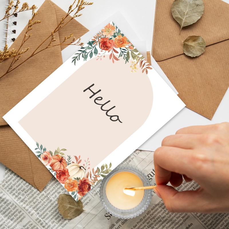 FYSUIMU 60 Sheets Fall Watercolor Stationery Letterhead Paper Pumpkin Flower