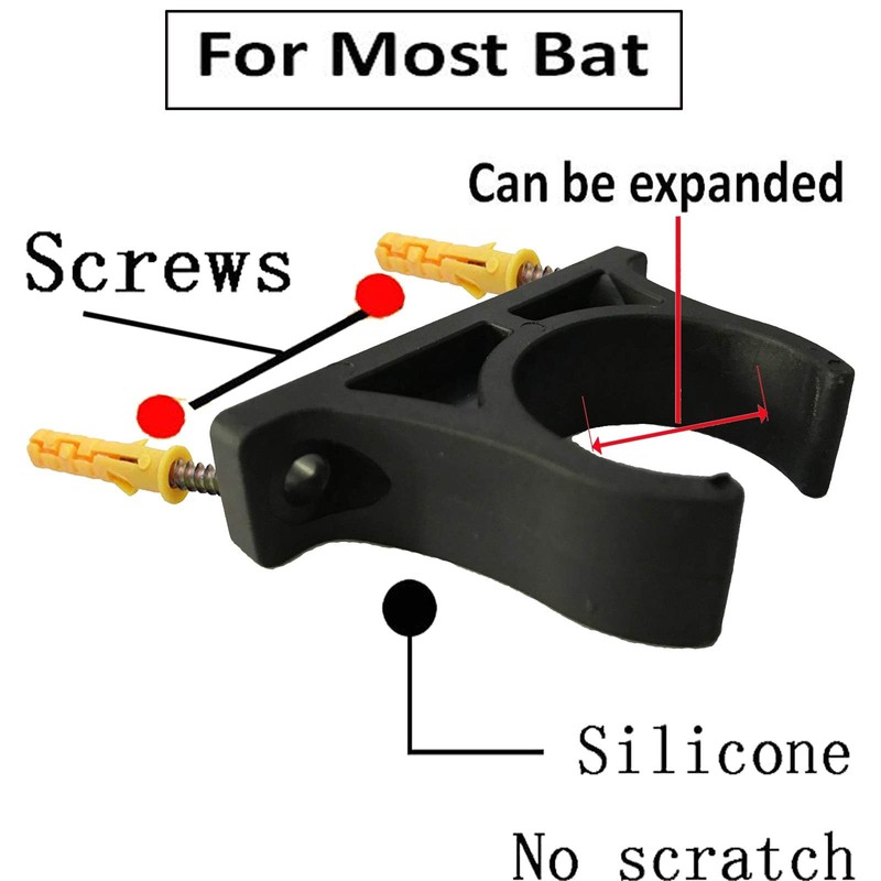 CVNRCLP 4-Pack Universal Vertical Baseball & Softball Bat Wall Mount