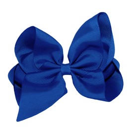 WD2U Girls 6" Classic Style Boutique Grosgrain Hair Bow French Clip Barrette (Royal Blue)