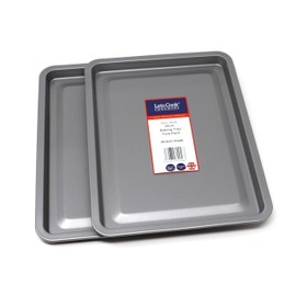 25cm Baking Tray Twin Pack, British Made with PFOA & BPA Free Non Stick by Lets Cook Cookware