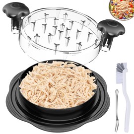 MOKOQI Chicken Shredder Tool Twists with Brush and Fork, Meat Shredder Machine Non-Skid Ergonomic Handle for Chicken, Pulled Pork, Beef, BPA-Free