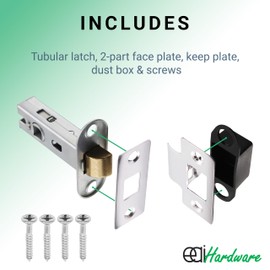 EAI Chrome Tubular Door Latch for Internal Doors - 2.5 Inch / 64mm - Pack of 4 Polished Chrome Tubular Mortice Latches