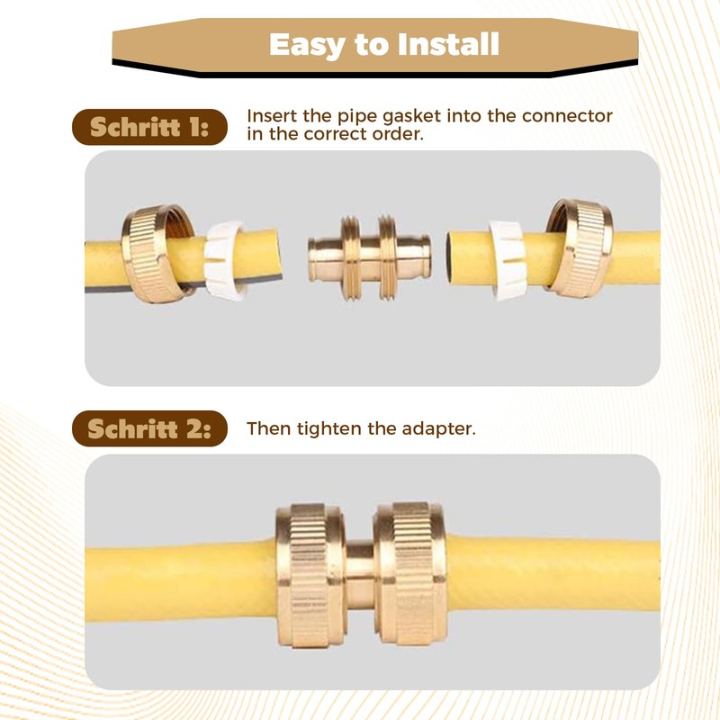 DRELD Pack of 2 Brass Hose Connectors, Garden Hose Quick