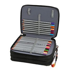 Estuche para lápices de poliuretano, organizador de 72 ranuras para lápices de colores con cremallera para bolígrafos de acuarela, estuche organizador