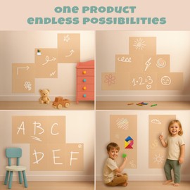 Magnetic Wall Decal for Kids – Peel and Stick Chalkboard for Playroom – 6 Customizable Magnet Sheets – Modular Board Set with Chalk and Tangram Puzzle for Sensory Play – Arch Wallpaper Alternative