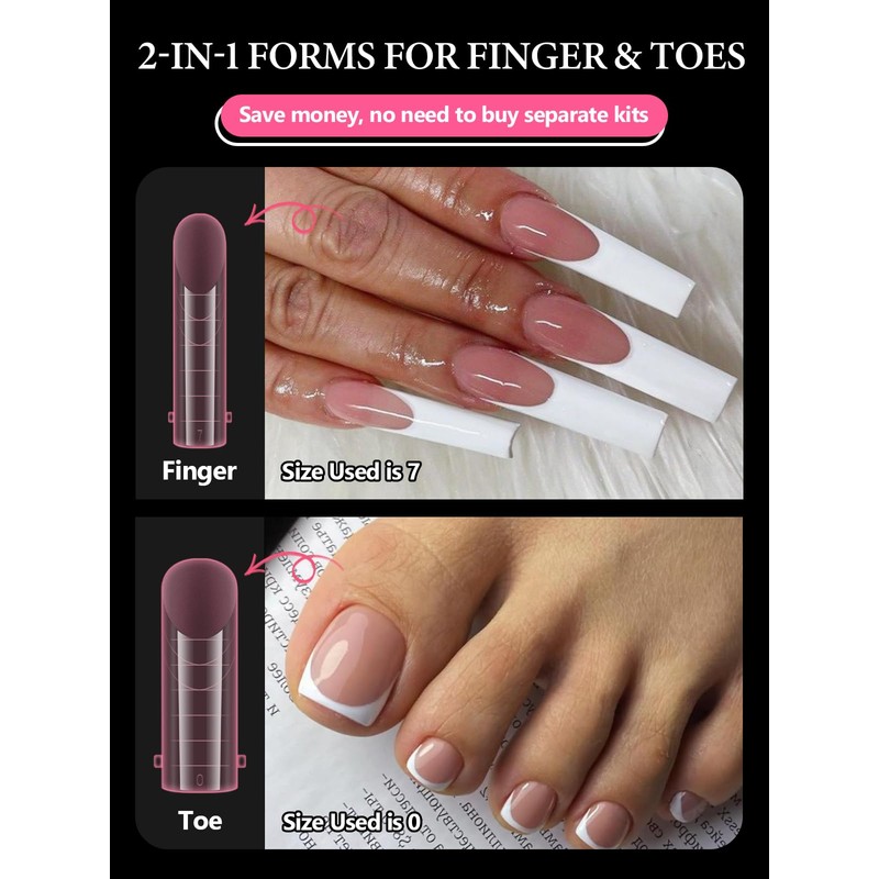 EBANKU 120PCS Polygel Tips Nagelformen, Rosa Wiederverwendbar Dual Tips Nägel