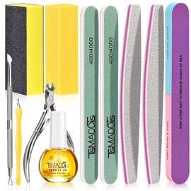 TsMADDTs Nail Buffers and Files, Nail Buffer Blocks, 2PCS Polishing Nail Buffers, Cuticle Nippers, Cuticle Pusher and Cuticle Oil