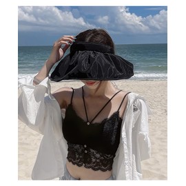 LeafIn Women's UV Protection Sun Visor Hat, Small Face Effect, Sun Shade Hat, UV Protection, 2-Way Sun Protection, Heatstroke Prevention, Foldable, Wide Brim, Lightweight, Stylish, Cute, Travel,