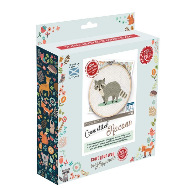 The Crafty Kit Company Racoon DIY Cross Stitch Craft Kit