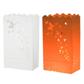 MECCANIXITY White Paper Luminary Bags, 20 Pcs Butterfly Shape Flame Resistant Lantern Candle Bags for Christmas Weddings Birthday Party Decoration