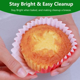Caperci Heavy Duty Multicolor Jumbo Cupcake Muffin Liners for Baking - 100pcs Extra Large Grease-Resistant Paper Baking Cups, No Muffin Pan Needed, Odorless, Easily Peels (Bright Assorted Colors)