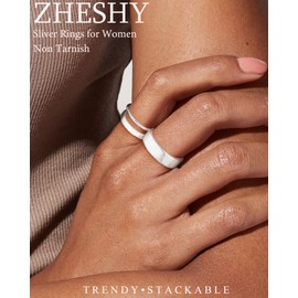 ZHESHY Stackable Silver Gold Rings for Women Non Tarnish Chunky 14K Gold Plated Engagement Ring Set Trendy Dainty Wedding Bands Thin Thumb Pinky Stacking Promise Statement Rings Jewelry Size 6-10