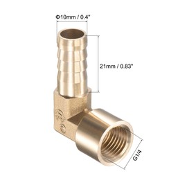uxcell Brass Hose Barb Fitting Elbow 10mm x G1/4 Female Thread Right Angle Pipe Connector with Stainless Steel Hose Clamp