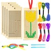 Wooden Bookmark Cross Stitch Kits, 5 Pack Embroidery Starter Kit Embroidery Set Cross Stitch Bookmark Kits with Cross Stitch Frame, Needles, Threads, Ribbons for Kids Beginners DIY Project Art Craft
