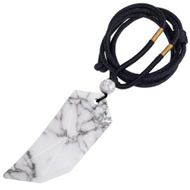 Nupuyai White Howlite Turquoise Wolf Tooth Amulet Crystal Necklace for Women Men, Healing Stone Pendant with Adjustable Rope