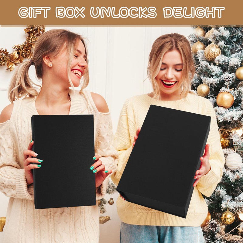 RayofSun Black Gift Boxes with Magnetic Lids for Presents Large