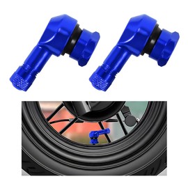 Augeny 2 PCS Motorcycle Tire Valve Stems, 90 Degree Aluminum 11.3mm/10mm Rim Wheel Tubeless Angle Air Stem with Rubber Seals, Compatible with Most Motorcycles, Bikes, Scooters (Blue)