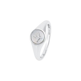s.Oliver 2038962 Women's Ring 925 Sterling Silver Mother of Pearl with Synthetic Zirconia White Star Comes in Jewellery Gift Box, Silver, Cubic Zirconia