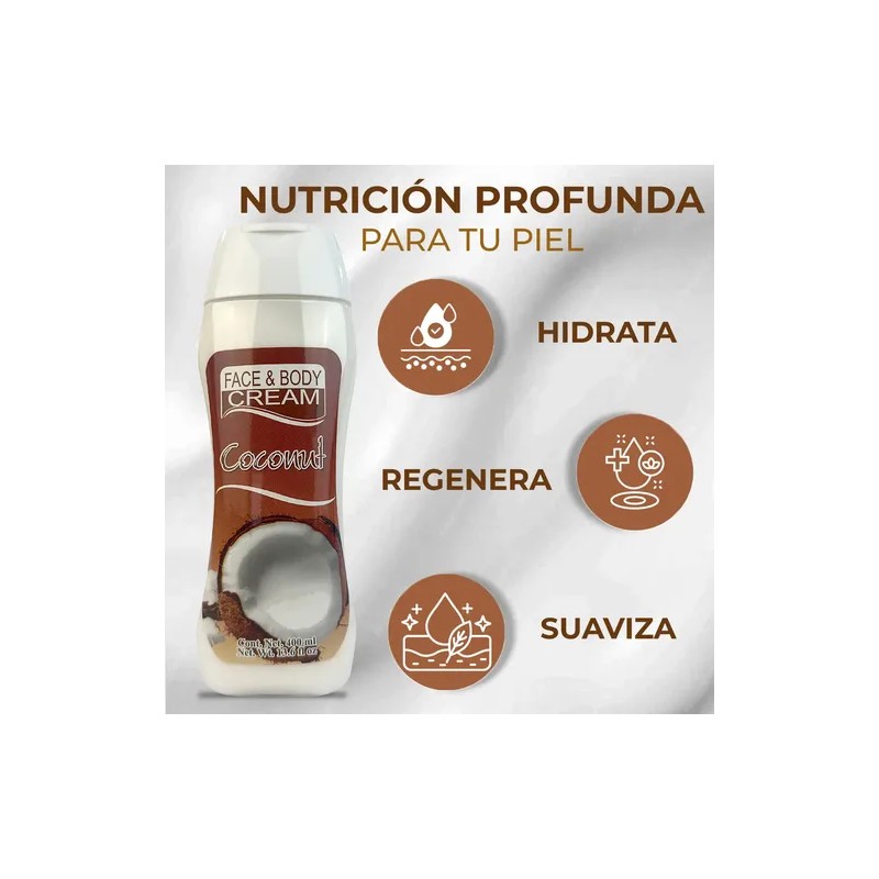 Crema De Coco Corporal Hidratante Face&body Bella Piel 400ml