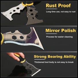 Scraper Tool, 13-in-1 Stainless Steel Painters Tool, Professional Multi Paint Stripper Tool for Paint Roller, Straight Scraper, Curved Scraper