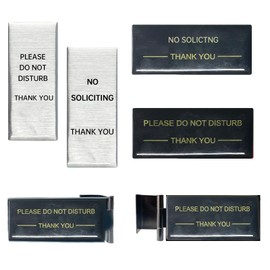 2 Pack No Soliciting Sign for Front Door, Easy Install, Retractable Universal Fitting Ring Doorbell, Dual Sign cover Do Not Disturb + No Soliciting, Fits Any Doorbell, Durable (Black, Silver)