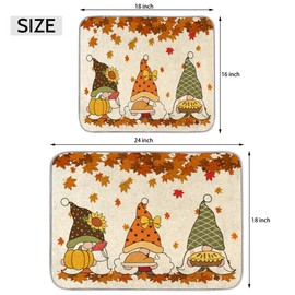 Thanksgiving Day Gnome Dish Drying Mat Washable Drying Mat Dish Pads Absorbent Dish Drainer Mat for Home Dishes Kitchen Counter Sink Dining Table,18 X 24in