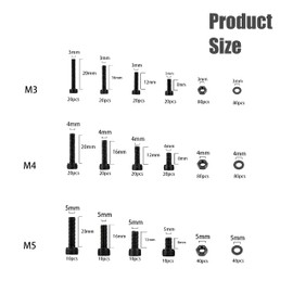 KOXXIAMOQ 600 Pieces M3 M4 M5 Cylinder Screws with Hex Socket Screws Nuts and Washers Assortment Kit, Threaded Screws Assortment with Nuts, Hex Screws Set