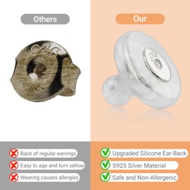 Silicone Earring Backs, 18K Gold Secure Locking Design for Studs, Hypoallergenic Replacement for Droopy Ears, No-Irritation Earring Backs for Men and Women(12 PCS)