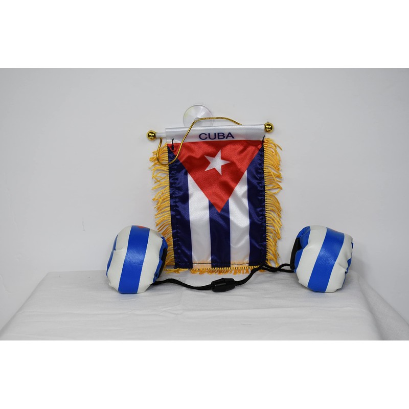 Rainbow Trading Flag and Boxing Gloves Combo Car Rear-View Mirror