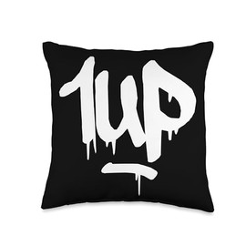 1UP CREW 1UP Logo Graffiti Dripping Marker Throw Pillow, 16x16, Multicolor