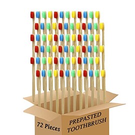 N-amboo Bamboo Toothbrush Prepasted Disposable Toothbrsuh Soft Bristles Prepasted Toothbrush,Disposable Toothbrsuh (72 multicor)
