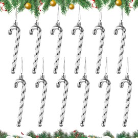 Pack of 12 Christmas Tree Glitter Candy Cane Pendants, 13 cm Christmas Tree Decorations Candy Canes Pendants, Candy Canes Christmas Decoration, Christmas Tree Decoration