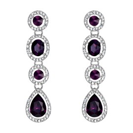 EleQueen Women's Silver-tone Austrian Crystal Art Deco Teardrop Bridal Long Dangle Earrings Purple