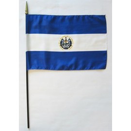 El Salvador - 8 in x 12 in World Stick Flag