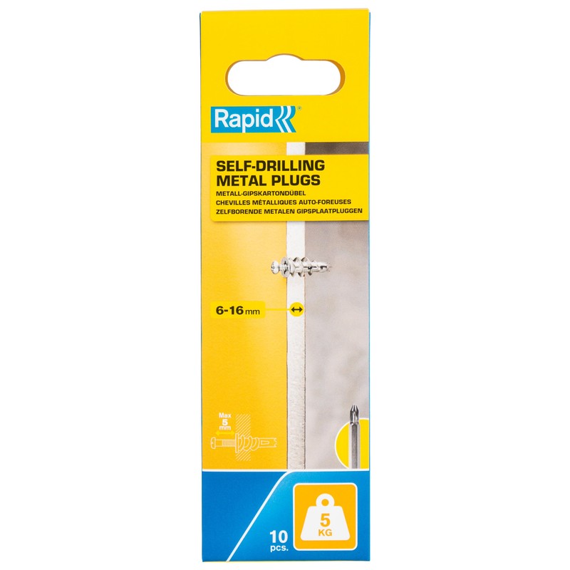 Rapid Self-Drilling Plasterboard Dowels Made of Metal with Screw for