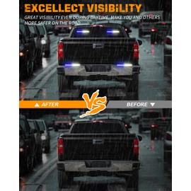 XRIDONSEN 2X 10.7 inch Blue White Emergency Lights 24 LED Warning Flashing Safety Side Window Front/Rear Windshield Strobe Lights Grill Surface Mount for Police Firefighter Ambulance Vehicles Trucks